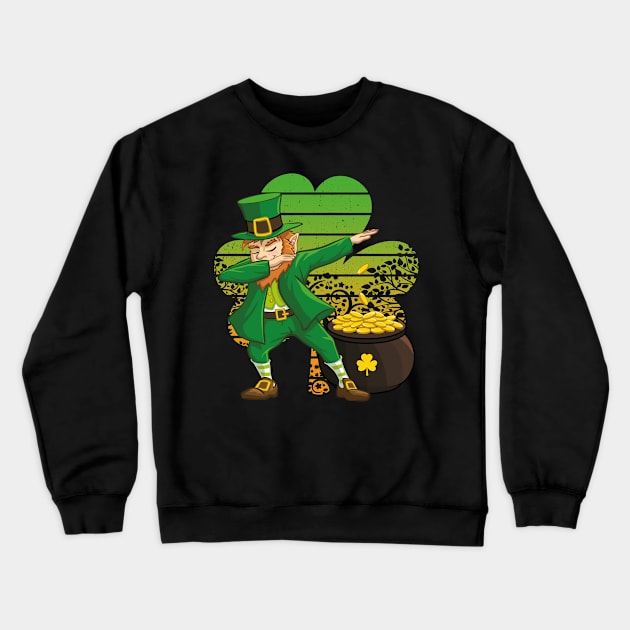 Dabbing Leprechaun St. Patricks Day Vintage Retro Clover Shamrock Crewneck Sweatshirt by trendingoriginals